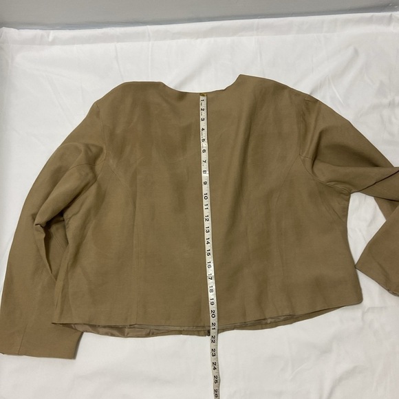 ASHLEY STWART,WOMEN,TAN,ZIP FRONT,SHORT TAILORED,LINEN BLEND JACKET.SIZE-20 - Picture 6 of 10
